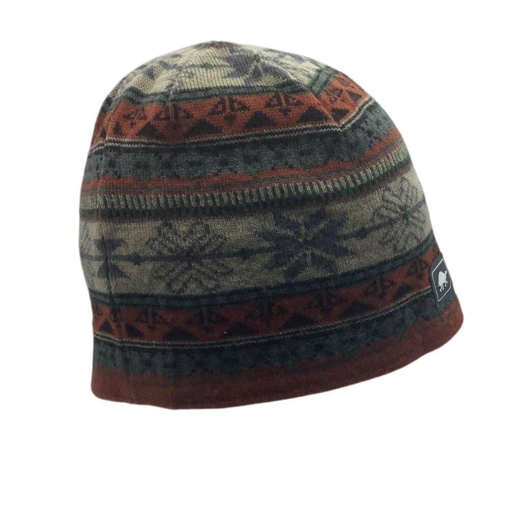 Turtle‎ Fur Knit Beanie Hat Snowflake Pattern Merino Wool Blend Multicolor OS